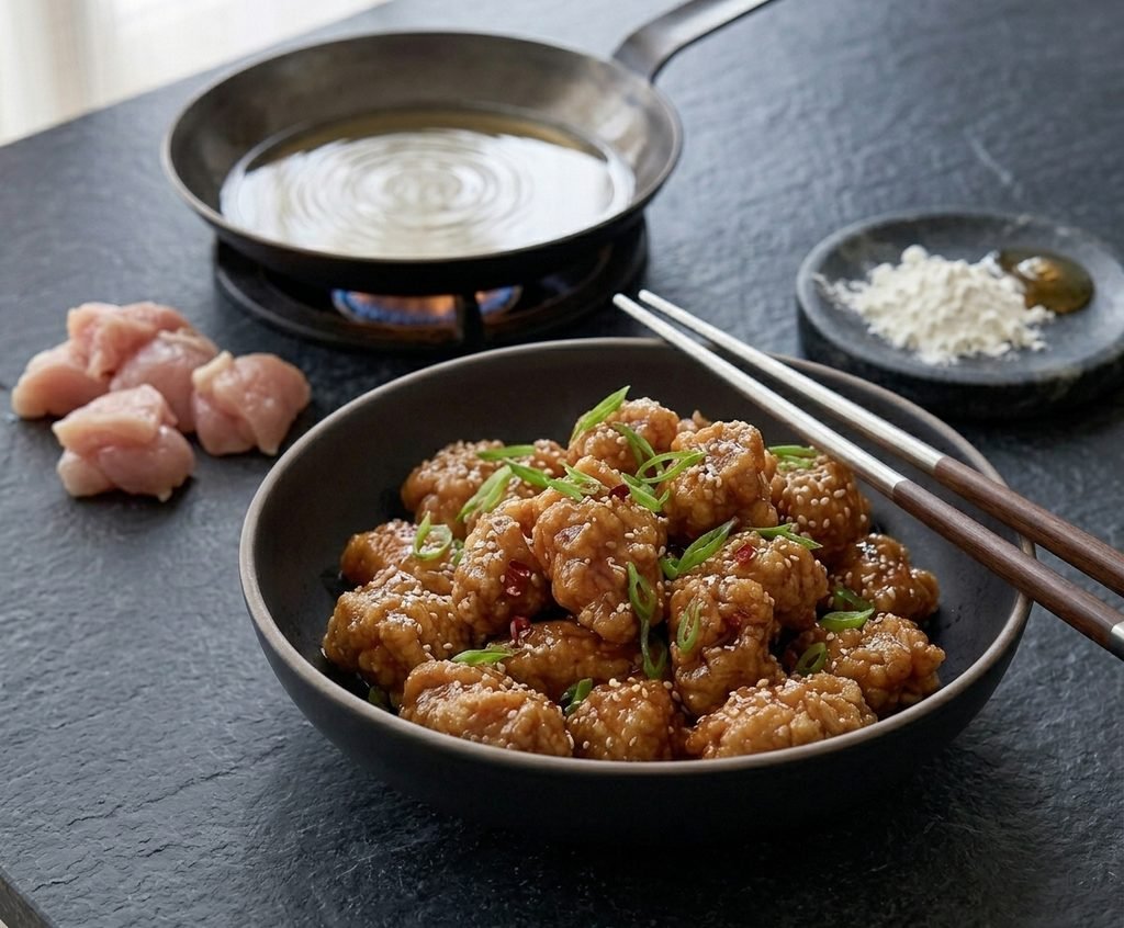 Cooking tips setup for making perfect crispy Chinese Honey Chicken Recipe.