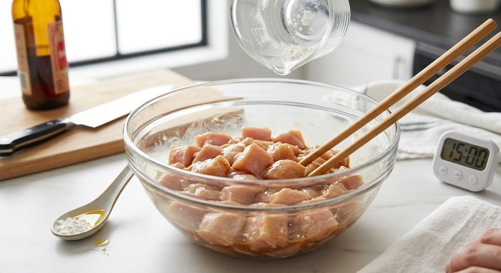 Kung Pao Chicken banane ke mukhtalif marahal ki professional tasveerain. Kung Pao Chicken Recipe