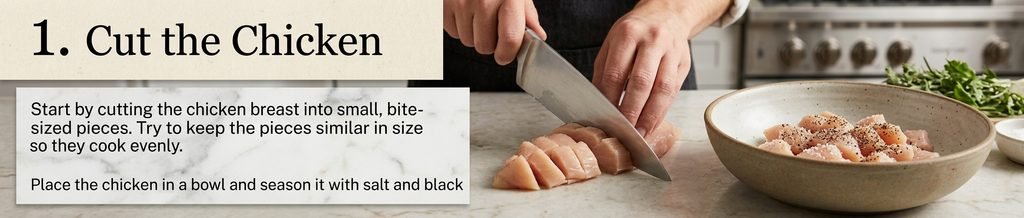 "Professional culinary guide infographic illustrating the step-by-step 'Sweet and Sour Chicken Recipe'. The image clearly shows the entire process from start to finish, including the mise en place of ingredients like chicken, bell peppers, pineapple, and homemade sauce; the dynamic action of stir-frying and mixing; the key thickening and simmering stages; and the final, appealing, glossy finished dish. The visual breakdown uses icons, sequential panels, and a polished presentation to demonstrate the ease and control over flavor provided by the recipe. This comprehensive visual guide provides a clear understanding of the 'Sweet and Sour Chicken Recipe' without needing to see each individual step."