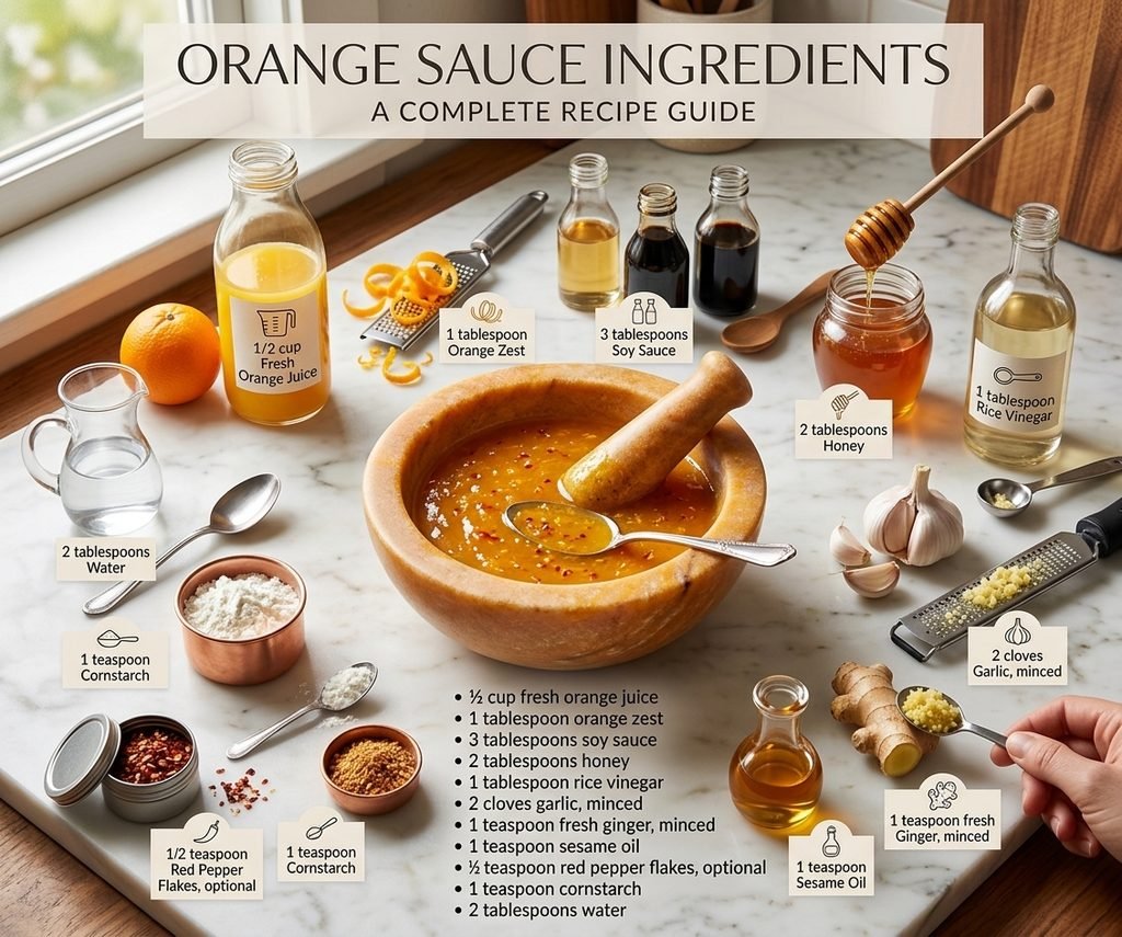 Ingredients for Chinese orange chicken coating using chicken breast or thighs Chinese Orange Chicken Recipe