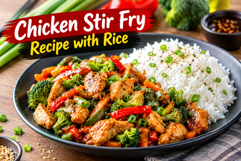 Chicken stir fry recipe with rice and vegetables