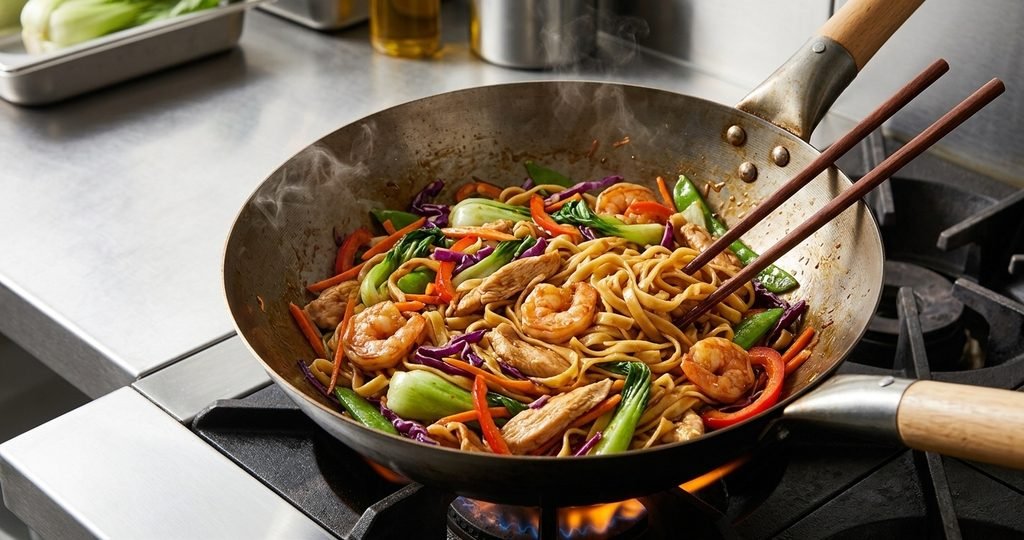 Delicious homemade Chinese meals including stir-fries, fried rice, noodles, and dumplings, representing easy chinese dishes recipes