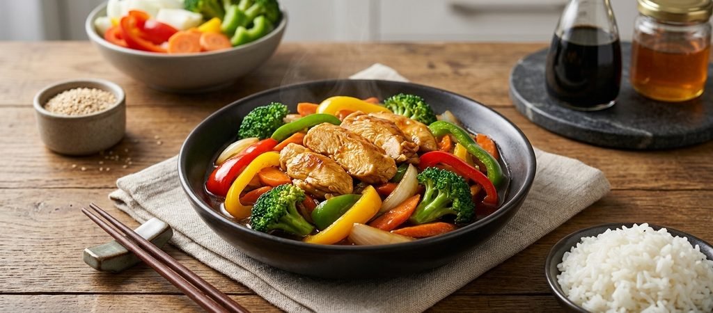 Delicious homemade Chinese meals including stir-fries, fried rice, noodles, and dumplings, representing easy chinese dishes recipes