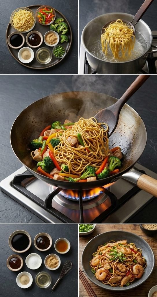 how to make lo mein with vegetables and noodles