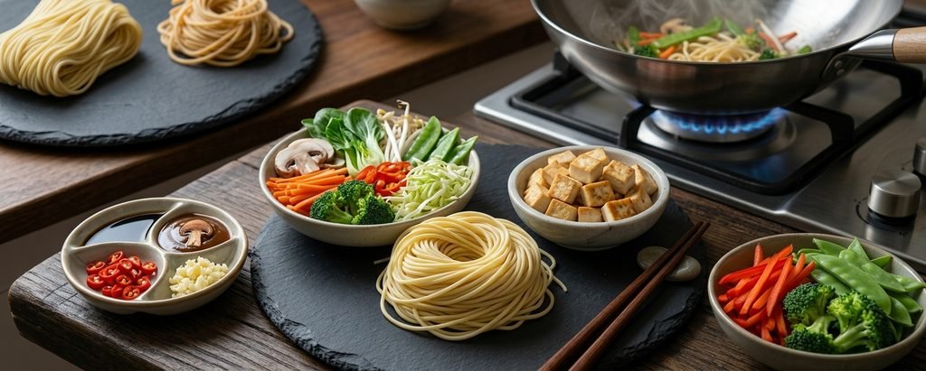 how to make lo mein with vegetables and noodles