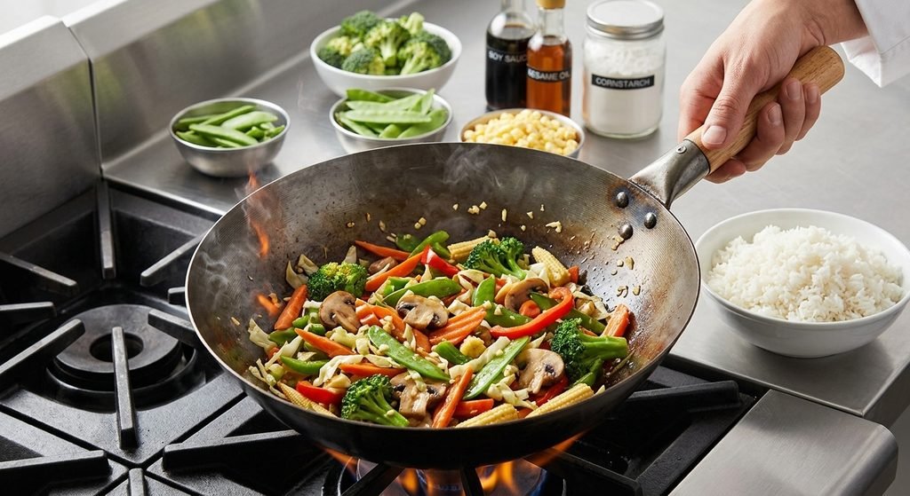 Delicious homemade Chinese meals including stir-fries, fried rice, noodles, and dumplings, representing easy chinese dishes recipes