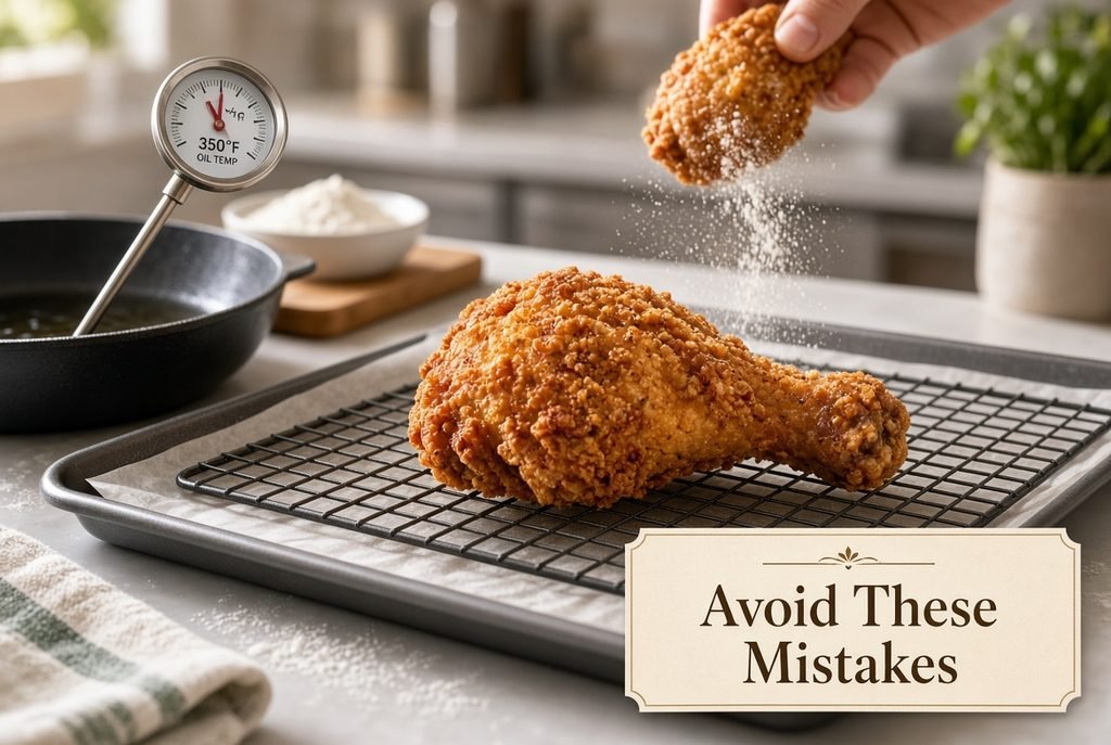 Common mistakes to avoid for the ultimate Chinese Fried Chicken Recipe, covering oil temperature, coating, and resting time.